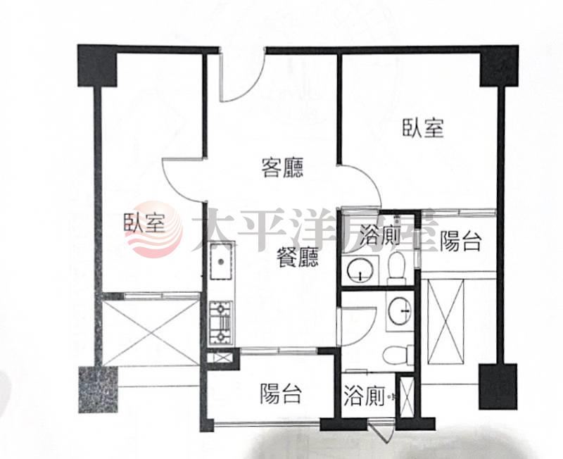 靜宜北勢雙商圈|藍線捷運|2房2衛平車 照片8
