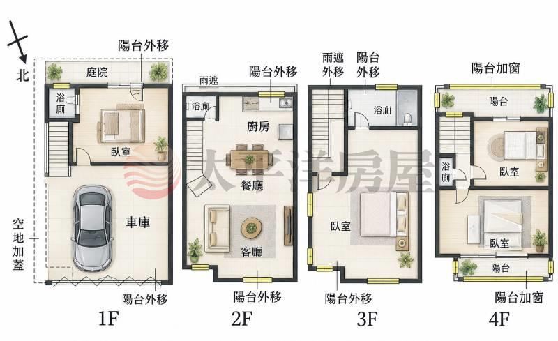 國雄皇家莊園|東海商圈|臨路雙併別墅 照片8