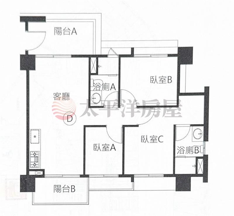 樾山丘唯一釋出三面採光三房平車 照片8
