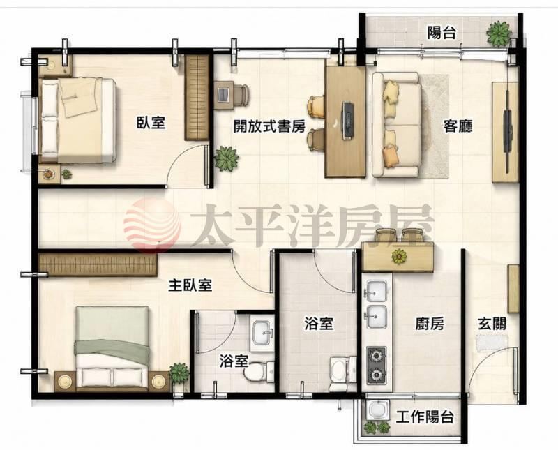 沙鹿京綻景觀視野溫馨三房平車 照片8
